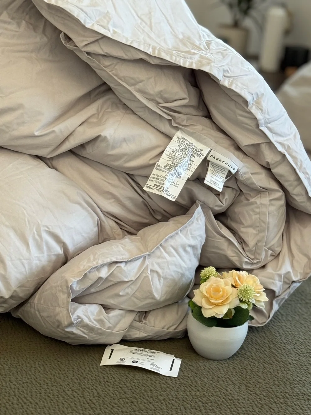 PARACHUTE Organic Cotton Puff Comforter $339 LIKE NEW BONE Full / Queen